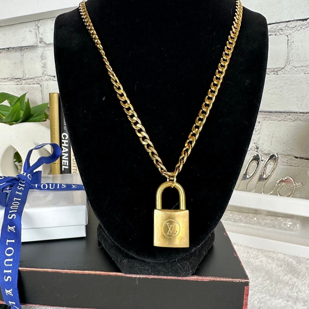 Louis Vuitton vintage Lock Pendant #215 on a chain necklace GREAT GIFT!